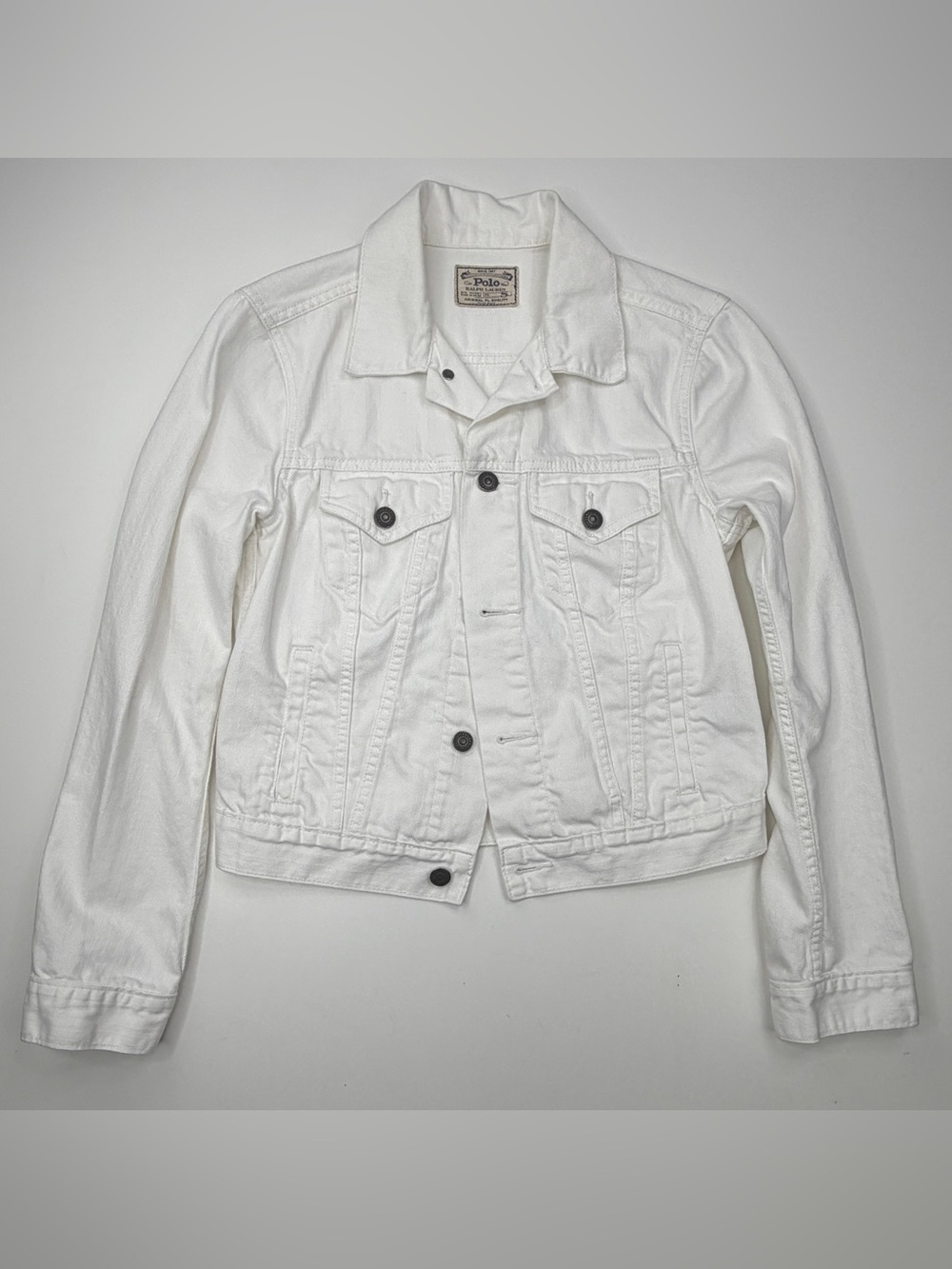 Y2K Vintage 90s White Polo Ralph Lauren Denim Trucker Jacket - Women's GUC Small
